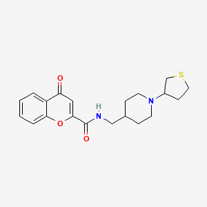 molecular formula C20H24N2O3S B2590200 4-oxo-N-((1-(tetrahydrothiophen-3-yl)piperidin-4-yl)methyl)-4H-chromene-2-carboxamide CAS No. 2034444-16-9