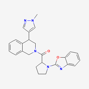 molecular formula C25H25N5O2 B2590204 (1-(benzo[d]oxazol-2-yl)pyrrolidin-2-yl)(4-(1-methyl-1H-pyrazol-4-yl)-3,4-dihydroisoquinolin-2(1H)-yl)methanone CAS No. 2308011-18-7