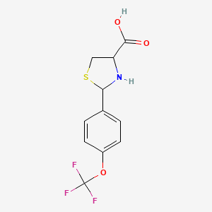 molecular formula C11H10F3NO3S B2590206 2-[4-(trifluoromethoxy)phenyl]-1,3-thiazolidine-4-carboxylic Acid CAS No. 811841-78-8