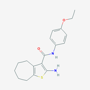 molecular formula C18H22N2O2S B259021 2-amino-N-(4-ethoxyphenyl)-5,6,7,8-tetrahydro-4H-cyclohepta[b]thiophene-3-carboxamide 