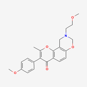 molecular formula C22H23NO5 B2590213 9-(2-methoxyethyl)-3-(4-methoxyphenyl)-2-methyl-9,10-dihydrochromeno[8,7-e][1,3]oxazin-4(8H)-one CAS No. 1010919-17-1