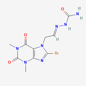 molecular formula C10H12BrN7O3 B2590214 (E)-2-(2-(8-溴-1,3-二甲基-2,6-二氧代-2,3-二氢-1H-嘌呤-7(6H)-基)乙叉基)肼基甲酰胺 CAS No. 377055-93-1