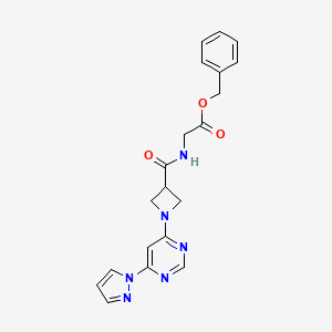 benzyl 2-(1-(6-(1H-pyrazol-1-yl)pyrimidin-4-yl)azetidine-3-carboxamido)acetate