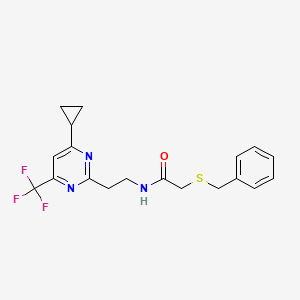 2-(benzylthio)-N-(2-(4-cyclopropyl-6-(trifluoromethyl)pyrimidin-2-yl)ethyl)acetamide