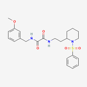 molecular formula C23H29N3O5S B2590223 N1-(3-methoxybenzyl)-N2-(2-(1-(phenylsulfonyl)piperidin-2-yl)ethyl)oxalamide CAS No. 898414-99-8