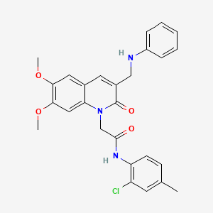 2-[3-(anilinomethyl)-6,7-dimethoxy-2-oxoquinolin-1(2H)-yl]-N-(2-chloro-4-methylphenyl)acetamide
