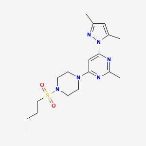 molecular formula C18H28N6O2S B2590236 4-(4-(butylsulfonyl)piperazin-1-yl)-6-(3,5-dimethyl-1H-pyrazol-1-yl)-2-methylpyrimidine CAS No. 1170036-66-4