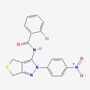 molecular formula C18H13BrN4O3S B2590237 2-bromo-N-(2-(4-nitrophenyl)-4,6-dihydro-2H-thieno[3,4-c]pyrazol-3-yl)benzamide CAS No. 396720-11-9