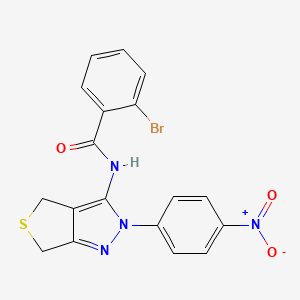 molecular formula C18H13BrN4O3S B2590237 2-溴-N-(2-(4-硝基苯基)-4,6-二氢-2H-噻吩并[3,4-c]吡唑-3-基)苯甲酰胺 CAS No. 396720-11-9