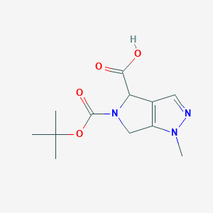 molecular formula C12H17N3O4 B2590238 1-Methyl-5-[(2-methylpropan-2-yl)oxycarbonyl]-4,6-dihydropyrrolo[3,4-c]pyrazole-4-carboxylic acid CAS No. 2309456-25-3