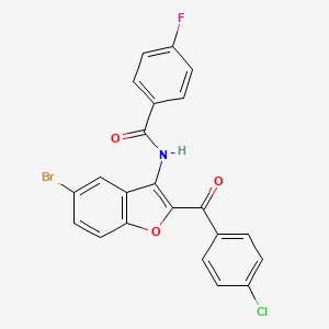 molecular formula C22H12BrClFNO3 B2590240 5-ブロモ-2-(4-クロロベンゾイル)-1-ベンゾフラン-3-イル]-4-フルオロベンゾアミド CAS No. 923679-25-8