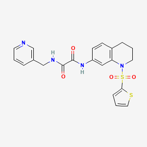 molecular formula C21H20N4O4S2 B2590246 N1-(吡啶-3-基甲基)-N2-(1-(噻吩-2-磺酰基)-1,2,3,4-四氢喹啉-7-基)草酰胺 CAS No. 898414-13-6