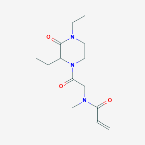molecular formula C14H23N3O3 B2590252 N-[2-(2,4-Diethyl-3-oxopiperazin-1-yl)-2-oxoethyl]-N-methylprop-2-enamide CAS No. 2197210-96-9