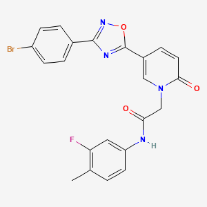 molecular formula C22H16BrFN4O3 B2590256 2-(5-(3-(4-bromophenyl)-1,2,4-oxadiazol-5-yl)-2-oxopyridin-1(2H)-yl)-N-(3-fluoro-4-methylphenyl)acetamide CAS No. 1326944-31-3