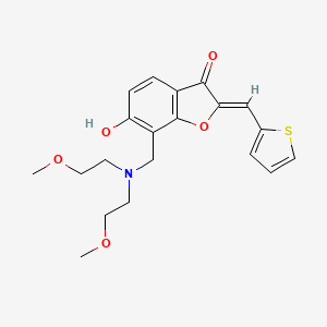 molecular formula C20H23NO5S B2590259 (Z)-7-((bis(2-methoxyethyl)amino)methyl)-6-hydroxy-2-(thiophen-2-ylmethylene)benzofuran-3(2H)-one CAS No. 900285-73-6