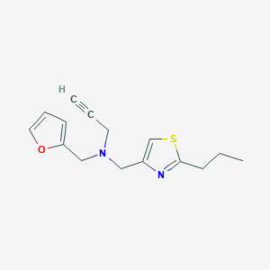 molecular formula C15H18N2OS B2590263 [(Furan-2-yl)methyl](prop-2-yn-1-yl)[(2-propyl-1,3-thiazol-4-yl)methyl]amine CAS No. 1356747-65-3