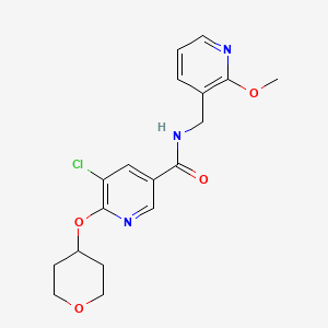 molecular formula C18H20ClN3O4 B2590266 5-chloro-N-((2-methoxypyridin-3-yl)methyl)-6-((tetrahydro-2H-pyran-4-yl)oxy)nicotinamide CAS No. 1903871-75-9