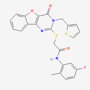 N-(5-fluoro-2-methylphenyl)-2-{[4-oxo-3-(thiophen-2-ylmethyl)-3,4-dihydro[1]benzofuro[3,2-d]pyrimidin-2-yl]sulfanyl}acetamide