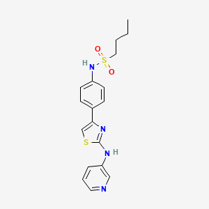 molecular formula C18H20N4O2S2 B2590272 N-(4-(2-(pyridin-3-ylamino)thiazol-4-yl)phenyl)butane-1-sulfonamide CAS No. 1796947-12-0