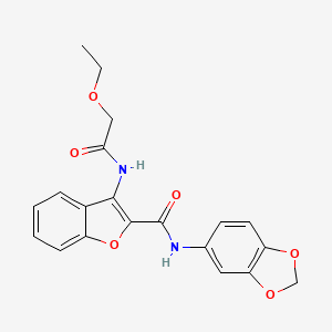 molecular formula C20H18N2O6 B2590274 N-(苯并[d][1,3]二氧杂环-5-基)-3-(2-乙氧基乙酰氨基)苯并呋喃-2-甲酰胺 CAS No. 872612-93-6