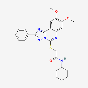 molecular formula C25H27N5O3S B2590285 N-环己基-2-[(8,9-二甲氧基-2-苯基[1,2,4]三唑并[1,5-c]喹唑啉-5-基)硫代]乙酰胺 CAS No. 901755-92-8