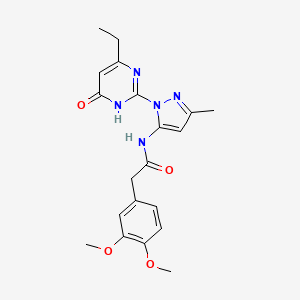 molecular formula C20H23N5O4 B2590287 2-(3,4-二甲氧基苯基)-N-(1-(4-乙基-6-氧代-1,6-二氢嘧啶-2-基)-3-甲基-1H-吡唑-5-基)乙酰胺 CAS No. 1006268-31-0