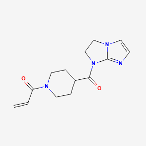 molecular formula C14H18N4O2 B2590292 1-[4-(2,3-Dihydroimidazo[1,2-a]imidazole-1-carbonyl)piperidin-1-yl]prop-2-en-1-one CAS No. 2361759-87-5