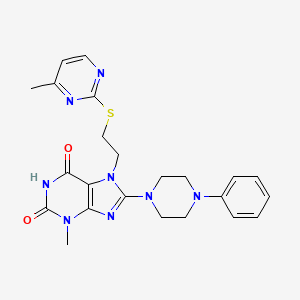 3-methyl-7-(2-((4-methylpyrimidin-2-yl)thio)ethyl)-8-(4-phenylpiperazin-1-yl)-1H-purine-2,6(3H,7H)-dione