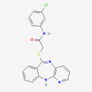molecular formula C20H15ClN4OS B2590297 2-((11H-benzo[e]pyrido[3,2-b][1,4]diazepin-6-yl)thio)-N-(3-chlorophenyl)acetamide CAS No. 920202-35-3