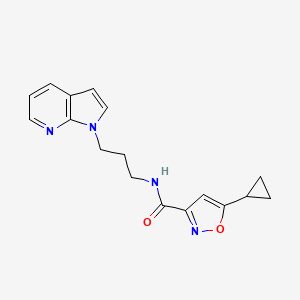 molecular formula C17H18N4O2 B2590299 N-(3-(1H-pyrrolo[2,3-b]pyridin-1-yl)propyl)-5-cyclopropylisoxazole-3-carboxamide CAS No. 1798511-82-6