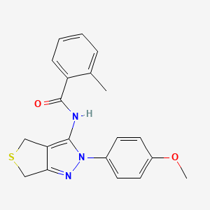 molecular formula C20H19N3O2S B2590303 N-(2-(4-甲氧基苯基)-4,6-二氢-2H-噻吩并[3,4-c]吡唑-3-基)-2-甲基苯甲酰胺 CAS No. 392253-13-3