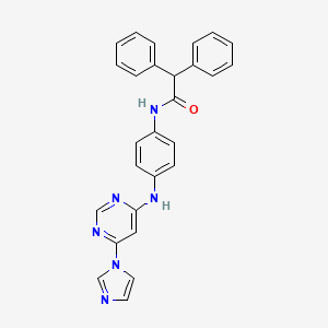 molecular formula C27H22N6O B2590305 N-(4-((6-(1H-imidazol-1-yl)pyrimidin-4-yl)amino)phenyl)-2,2-diphenylacetamide CAS No. 1202978-65-1