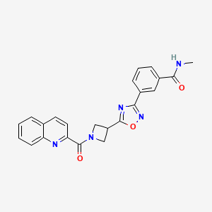 molecular formula C23H19N5O3 B2590311 N-methyl-3-(5-(1-(quinoline-2-carbonyl)azetidin-3-yl)-1,2,4-oxadiazol-3-yl)benzamide CAS No. 1396791-80-2