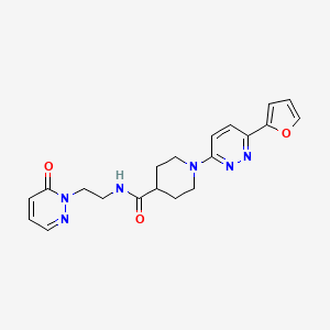 molecular formula C20H22N6O3 B2590327 1-(6-(呋喃-2-基)吡啶嗪-3-基)-N-(2-(6-氧代吡啶嗪-1(6H)-基)乙基)哌啶-4-甲酰胺 CAS No. 1251545-08-0