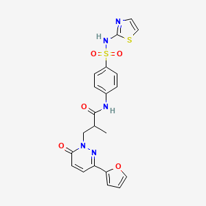 molecular formula C21H19N5O5S2 B2590331 3-(3-(呋喃-2-基)-6-氧代吡啶并嘧啶-1(6H)-基)-2-甲基-N-(4-(N-(噻唑-2-基)磺酰胺基)苯基)丙酰胺 CAS No. 1286716-75-3