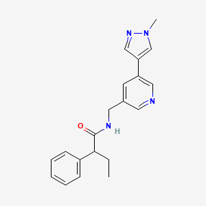 molecular formula C20H22N4O B2590333 N-((5-(1-methyl-1H-pyrazol-4-yl)pyridin-3-yl)methyl)-2-phenylbutanamide CAS No. 2034557-76-9