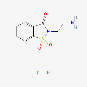 molecular formula C9H11ClN2O3S B2590347 盐酸2-(2-氨基乙基)-2,3-二氢-1$l^{6},2-苯并噻唑-1,1,3-三酮 CAS No. 68287-34-3