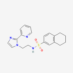 molecular formula C20H22N4O2S B2590353 N-(2-(2-(pyridin-2-yl)-1H-imidazol-1-yl)ethyl)-5,6,7,8-tetrahydronaphthalene-2-sulfonamide CAS No. 2034506-77-7