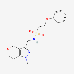molecular formula C16H21N3O4S B2590359 N-((1-methyl-1,4,6,7-tetrahydropyrano[4,3-c]pyrazol-3-yl)methyl)-2-phenoxyethanesulfonamide CAS No. 1796966-93-2