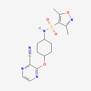 molecular formula C16H19N5O4S B2590373 N-((1r,4r)-4-((3-氰基吡嗪-2-基)氧基)环己基)-3,5-二甲基异恶唑-4-磺酰胺 CAS No. 2034204-15-2