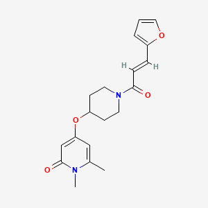 molecular formula C19H22N2O4 B2590374 (E)-4-((1-(3-(furan-2-yl)acryloyl)piperidin-4-yl)oxy)-1,6-dimethylpyridin-2(1H)-one CAS No. 2035000-28-1