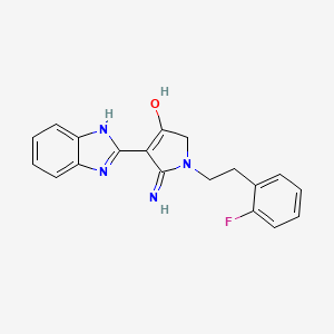 molecular formula C19H17FN4O B2590378 5-amino-4-(1H-1,3-benzodiazol-2-yl)-1-[2-(2-fluorophenyl)ethyl]-2,3-dihydro-1H-pyrrol-3-one CAS No. 881567-05-1