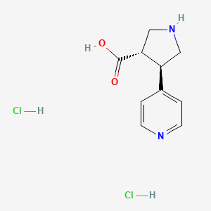 molecular formula C10H14Cl2N2O2 B2590379 (3S,4R)-4-(Pyridin-4-yl)pyrrolidine-3-carboxylic acid dihydrochloride CAS No. 1049740-23-9