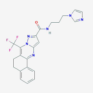 molecular formula C22H19F3N6O B259038 N-[3-(1H-imidazol-1-yl)propyl]-7-(trifluoromethyl)-5,6-dihydrobenzo[h]pyrazolo[5,1-b]quinazoline-10-carboxamide 