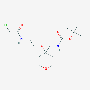 molecular formula C15H27ClN2O5 B2590383 Tert-butyl N-[[4-[2-[(2-chloroacetyl)amino]ethoxy]oxan-4-yl]methyl]carbamate CAS No. 2411199-28-3