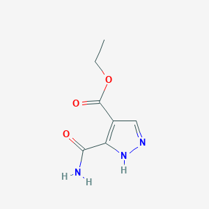 molecular formula C7H9N3O3 B2590393 ethyl 5-carbamoyl-1H-pyrazole-4-carboxylate CAS No. 119741-54-7
