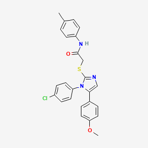molecular formula C25H22ClN3O2S B2590397 2-((1-(4-chlorophenyl)-5-(4-methoxyphenyl)-1H-imidazol-2-yl)thio)-N-(p-tolyl)acetamide CAS No. 1226431-18-0