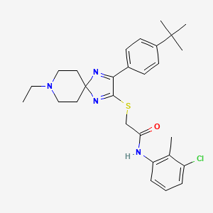 molecular formula C28H35ClN4OS B2590400 2-((3-(4-(tert-butyl)phenyl)-8-ethyl-1,4,8-triazaspiro[4.5]deca-1,3-dien-2-yl)thio)-N-(3-chloro-2-methylphenyl)acetamide CAS No. 1185022-18-7