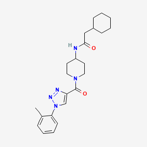 molecular formula C23H31N5O2 B2590405 2-シクロヘキシル-N-(1-(1-(o-トリル)-1H-1,2,3-トリアゾール-4-カルボニル)ピペリジン-4-イル)アセトアミド CAS No. 1251572-77-6