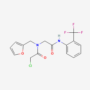 molecular formula C16H14ClF3N2O3 B2590411 2-chloro-N-(furan-2-ylmethyl)-N-({[2-(trifluoromethyl)phenyl]carbamoyl}methyl)acetamide CAS No. 878259-81-5
